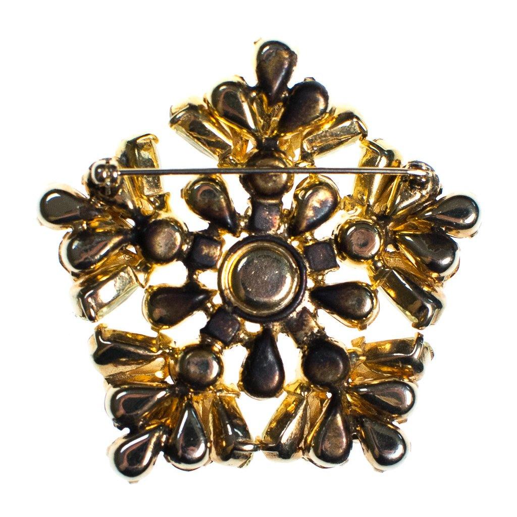 Vintage Amber Citrine Smokey Topaz and Diamante Rhinestone Pinwheel Brooch by 1950s - Vintage Meet Modern Vintage Jewelry - Chicago, Illinois - #oldhollywoodglamour #vintagemeetmodern #designervintage #jewelrybox #antiquejewelry #vintagejewelry