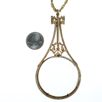 Vintage Huge Florenza Magnify Glass Pendant Statement Necklace by Florezna - Vintage Meet Modern Vintage Jewelry - Chicago, Illinois - #oldhollywoodglamour #vintagemeetmodern #designervintage #jewelrybox #antiquejewelry #vintagejewelry