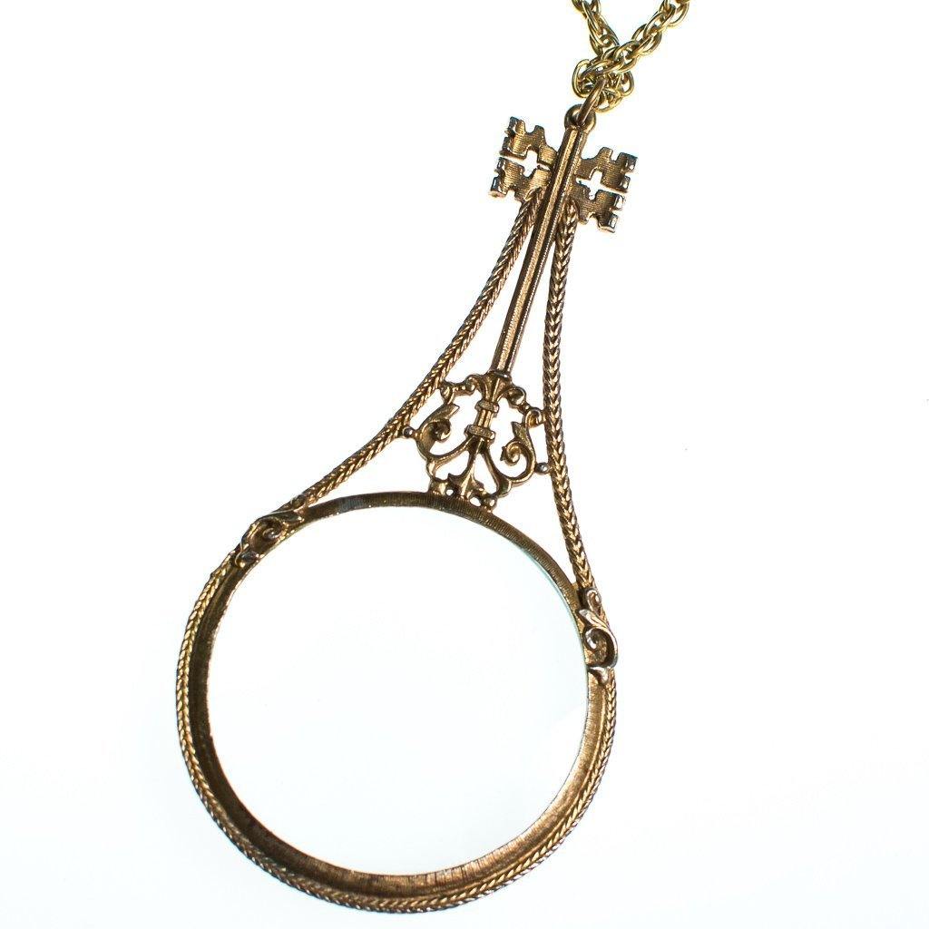 Vintage Huge Florenza Magnify Glass Pendant Statement Necklace by Florezna - Vintage Meet Modern Vintage Jewelry - Chicago, Illinois - #oldhollywoodglamour #vintagemeetmodern #designervintage #jewelrybox #antiquejewelry #vintagejewelry