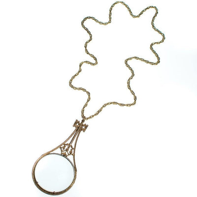 Vintage Huge Florenza Magnify Glass Pendant Statement Necklace by Florezna - Vintage Meet Modern Vintage Jewelry - Chicago, Illinois - #oldhollywoodglamour #vintagemeetmodern #designervintage #jewelrybox #antiquejewelry #vintagejewelry