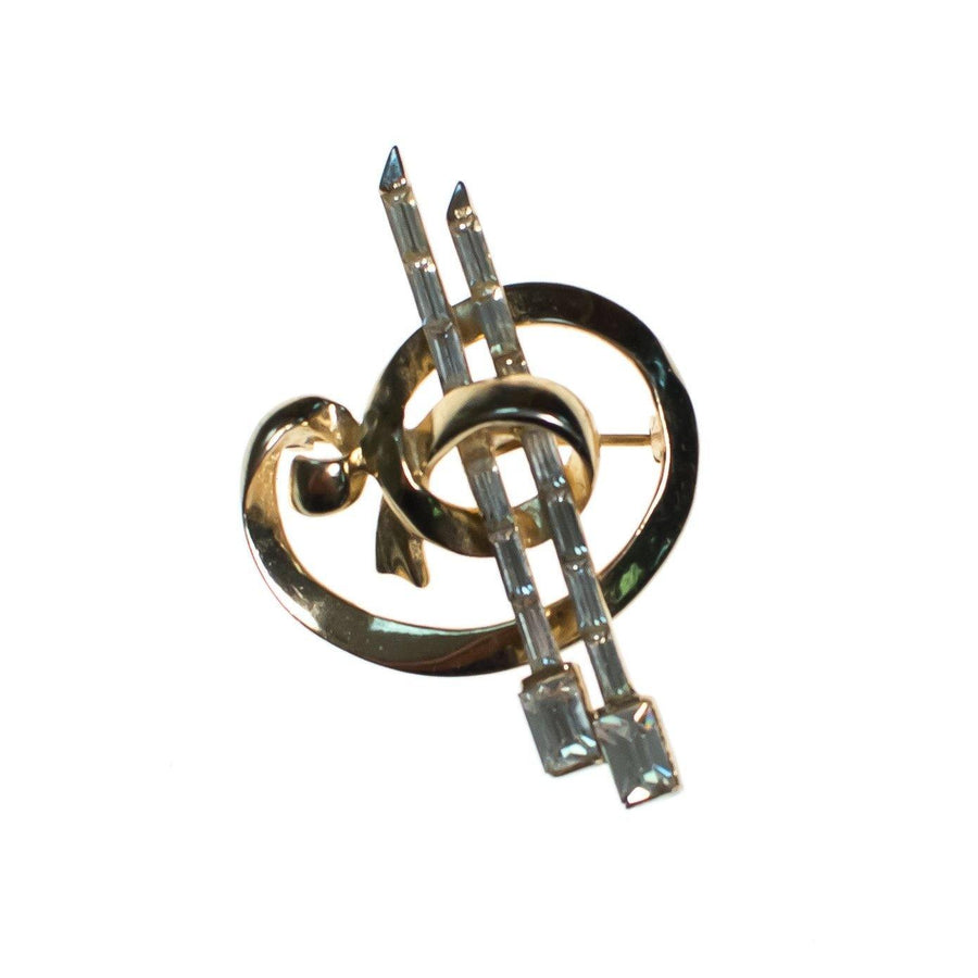 Vintage 1940s Coro Brooch, Diamante Crystals, Gold Tone Setting, Brooches and Pins by Coro - Vintage Meet Modern Vintage Jewelry - Chicago, Illinois - #oldhollywoodglamour #vintagemeetmodern #designervintage #jewelrybox #antiquejewelry #vintagejewelry