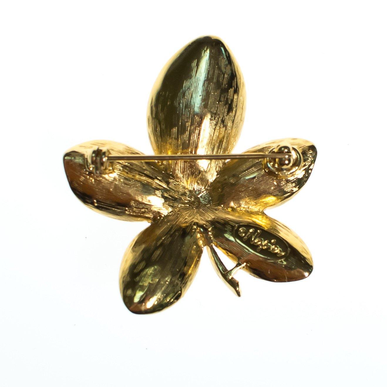Vintage Napier Flower Brooch, Faux Pearl, Gold Tone Setting, Brooches and Pins by Napier - Vintage Meet Modern Vintage Jewelry - Chicago, Illinois - #oldhollywoodglamour #vintagemeetmodern #designervintage #jewelrybox #antiquejewelry #vintagejewelry