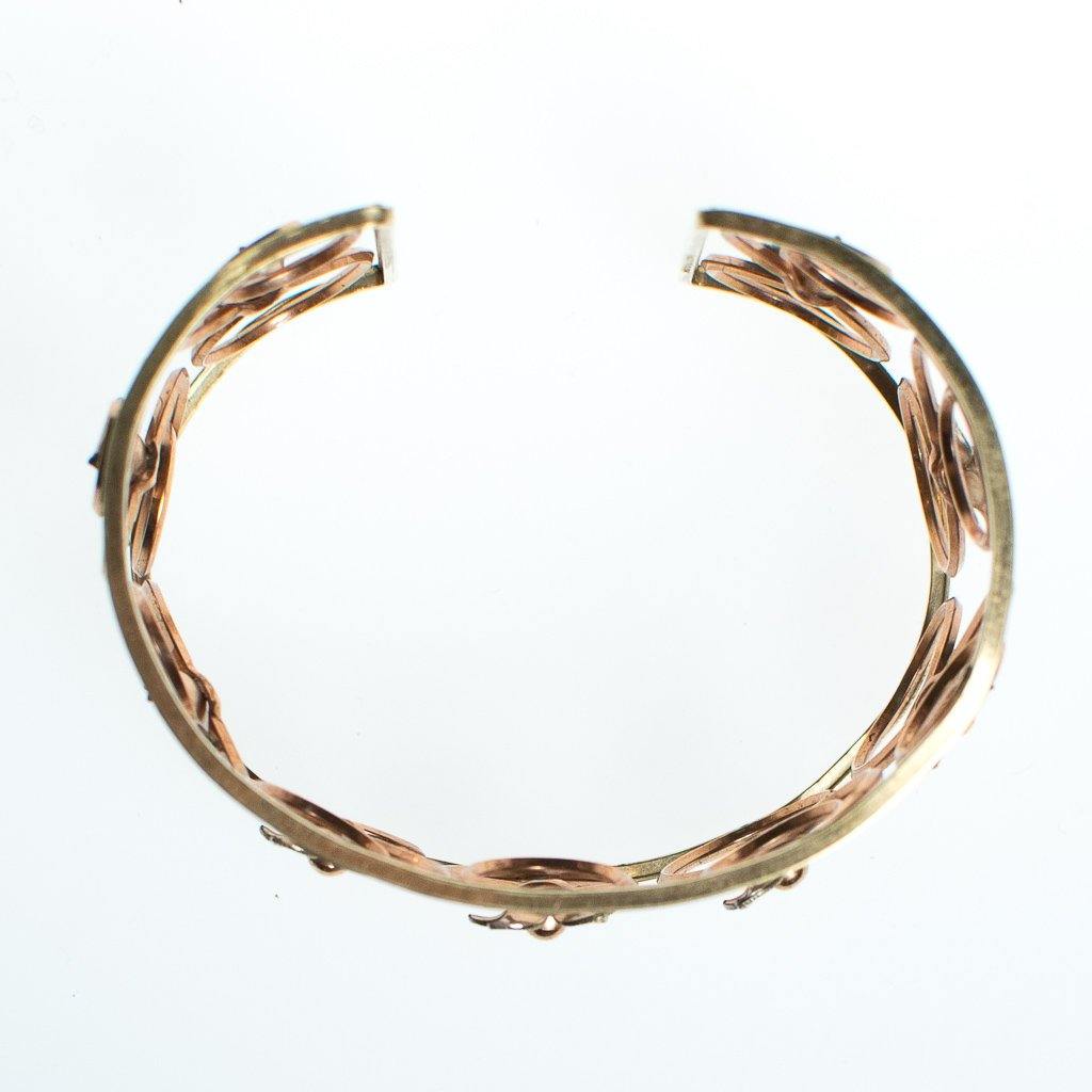 Vintage Krementz Rose and Yellow Gold Floral Scroll Cuff Bracelet by Krementz - Vintage Meet Modern Vintage Jewelry - Chicago, Illinois - #oldhollywoodglamour #vintagemeetmodern #designervintage #jewelrybox #antiquejewelry #vintagejewelry