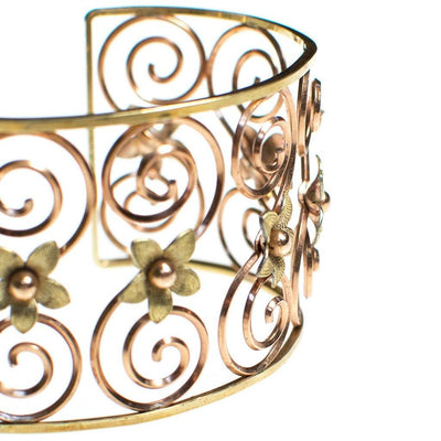 Vintage Krementz Rose and Yellow Gold Floral Scroll Cuff Bracelet by Krementz - Vintage Meet Modern Vintage Jewelry - Chicago, Illinois - #oldhollywoodglamour #vintagemeetmodern #designervintage #jewelrybox #antiquejewelry #vintagejewelry