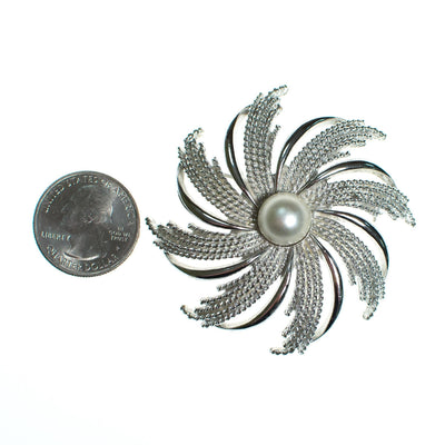 Vintage Mid Century Modern Silver Round Sarah Coventry Brooch, Faux Pearl, Silver Tone Setting, Brooches and Pins by Sarah Coventry - Vintage Meet Modern Vintage Jewelry - Chicago, Illinois - #oldhollywoodglamour #vintagemeetmodern #designervintage #jewelrybox #antiquejewelry #vintagejewelry