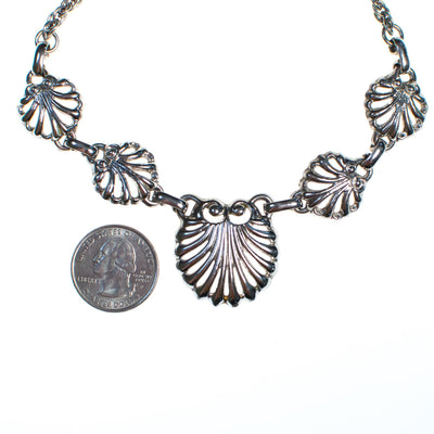 Vintage Mid Century Modern Retro Silver Shell Necklace by 1950s - Vintage Meet Modern Vintage Jewelry - Chicago, Illinois - #oldhollywoodglamour #vintagemeetmodern #designervintage #jewelrybox #antiquejewelry #vintagejewelry