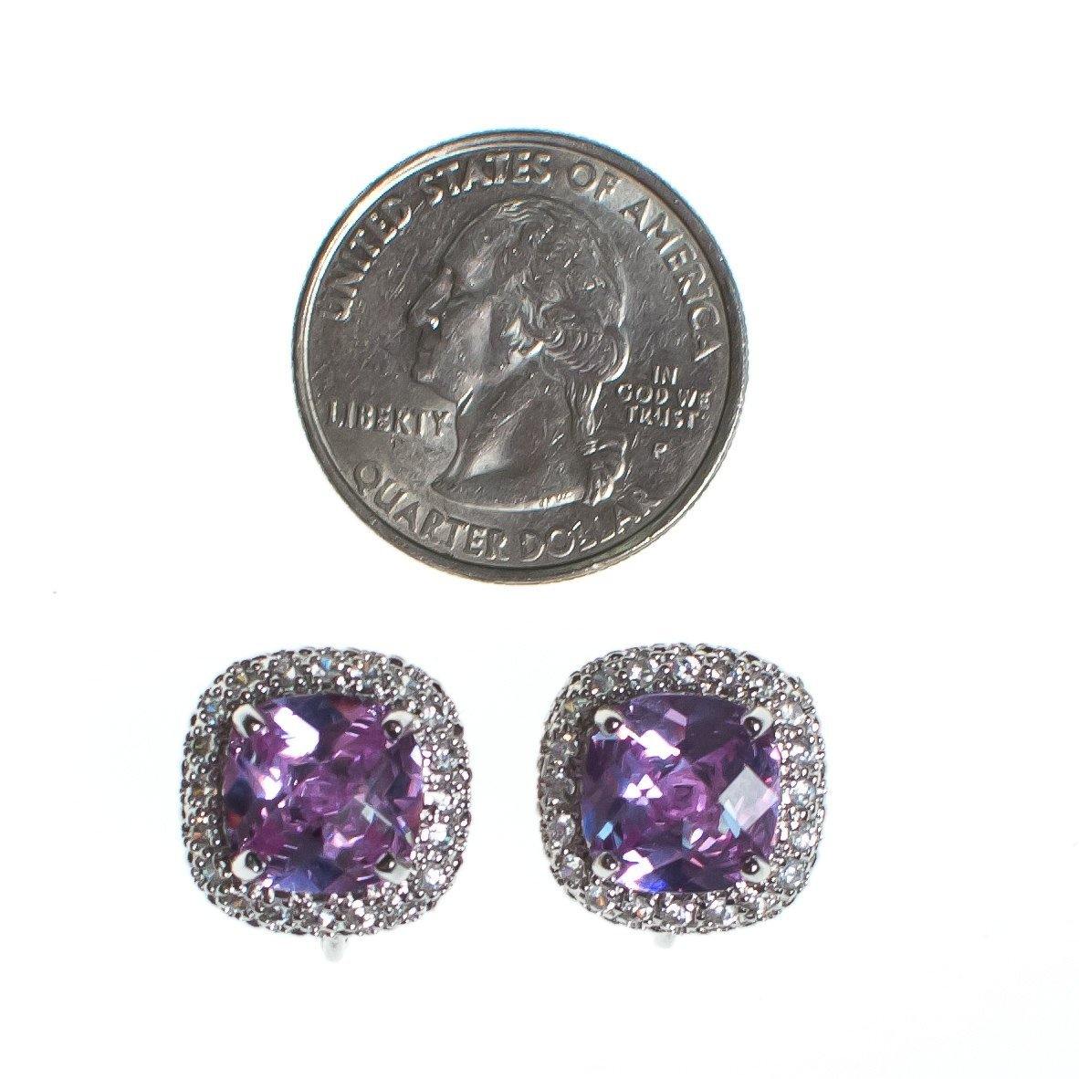 Vintage Pave Diamante Crystal and Light Amethyst Purple Soft Squared Statement Earrings by 1990s - Vintage Meet Modern Vintage Jewelry - Chicago, Illinois - #oldhollywoodglamour #vintagemeetmodern #designervintage #jewelrybox #antiquejewelry #vintagejewelry