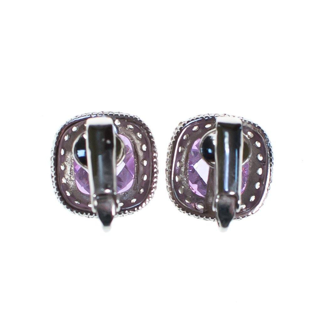 Vintage Pave Diamante Crystal and Light Amethyst Purple Soft Squared Statement Earrings by 1990s - Vintage Meet Modern Vintage Jewelry - Chicago, Illinois - #oldhollywoodglamour #vintagemeetmodern #designervintage #jewelrybox #antiquejewelry #vintagejewelry