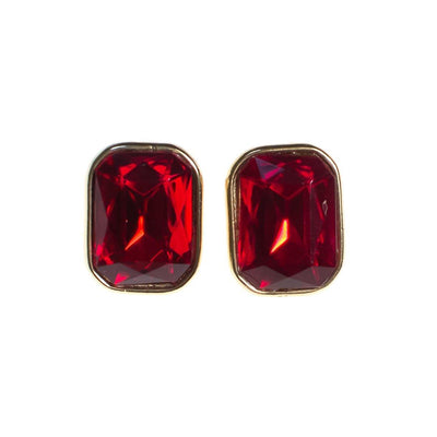 Vintage 1980s Marshall Fields Ruby Red Austrian Crystal Statement Earrings by Marshall Fields - Vintage Meet Modern Vintage Jewelry - Chicago, Illinois - #oldhollywoodglamour #vintagemeetmodern #designervintage #jewelrybox #antiquejewelry #vintagejewelry