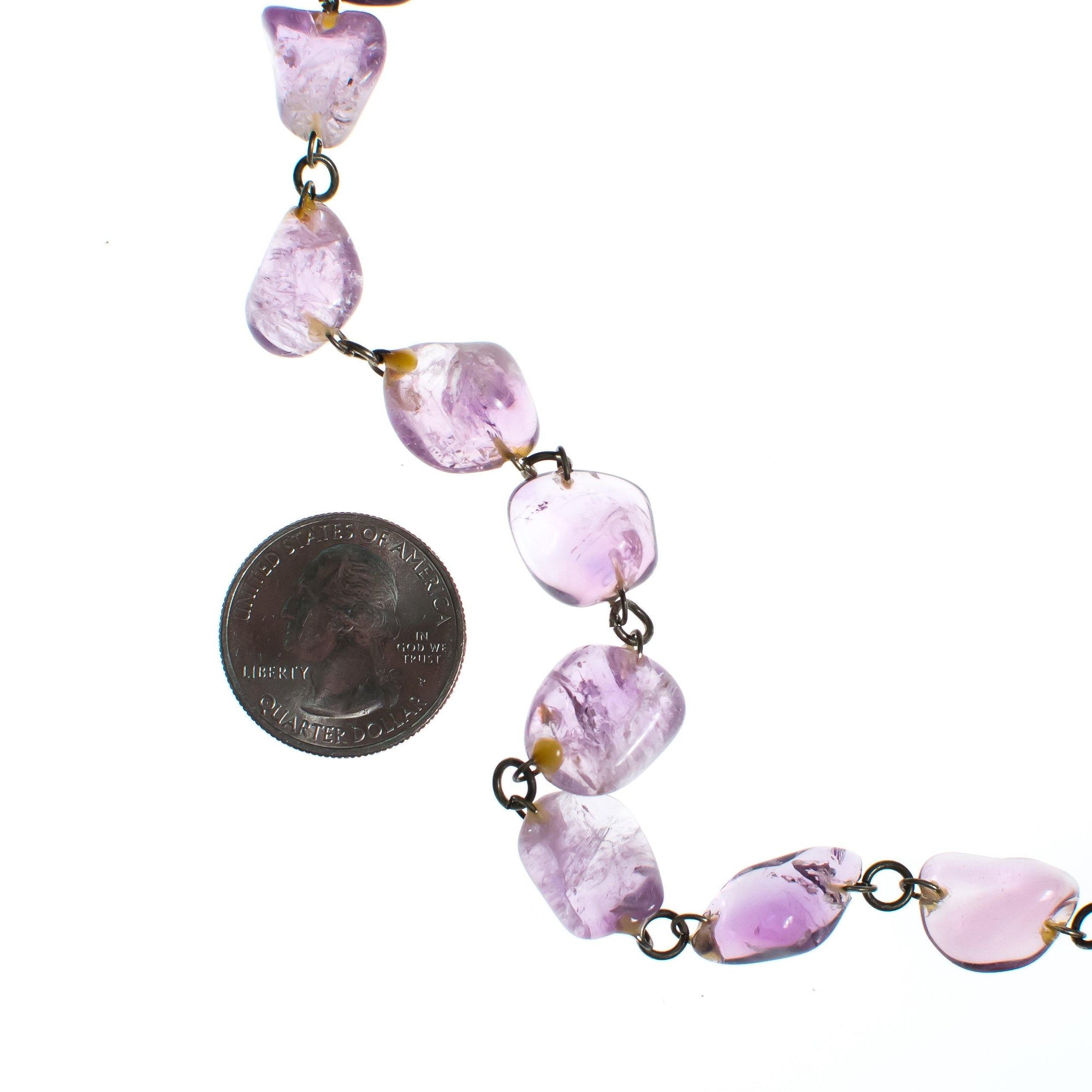 Vintage Art Deco Genuine Tumbled Amethyst Gemstone Necklace by 1930s - Vintage Meet Modern Vintage Jewelry - Chicago, Illinois - #oldhollywoodglamour #vintagemeetmodern #designervintage #jewelrybox #antiquejewelry #vintagejewelry