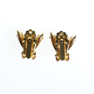 Vintage Petite Gold Rhinestone Earrings, Gold Tone Setting, Clip-on by 1950s - Vintage Meet Modern Vintage Jewelry - Chicago, Illinois - #oldhollywoodglamour #vintagemeetmodern #designervintage #jewelrybox #antiquejewelry #vintagejewelry