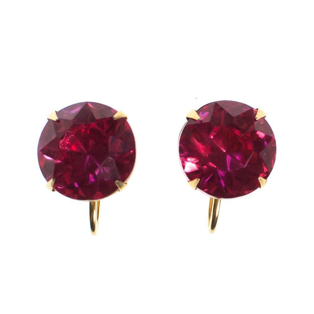 Vintage Rhinestone Earring, Pink Rhinestone Stud, Gold Tone Setting, Screw Back by 1950s - Vintage Meet Modern Vintage Jewelry - Chicago, Illinois - #oldhollywoodglamour #vintagemeetmodern #designervintage #jewelrybox #antiquejewelry #vintagejewelry
