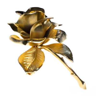 Vintage Giovanni Gold Rose Brooch, Flower Brooch, Gold Tone Setting, Brooches and Pins by Giovanni - Vintage Meet Modern Vintage Jewelry - Chicago, Illinois - #oldhollywoodglamour #vintagemeetmodern #designervintage #jewelrybox #antiquejewelry #vintagejewelry