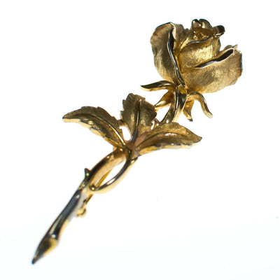 Vintage Boucher Long Stem Gold Rose Brooch, Gold Tone Setting, Brooches and Pins by Boucher - Vintage Meet Modern Vintage Jewelry - Chicago, Illinois - #oldhollywoodglamour #vintagemeetmodern #designervintage #jewelrybox #antiquejewelry #vintagejewelry