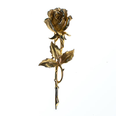 Vintage Boucher Long Stem Gold Rose Brooch, Gold Tone Setting, Brooches and Pins by Boucher - Vintage Meet Modern Vintage Jewelry - Chicago, Illinois - #oldhollywoodglamour #vintagemeetmodern #designervintage #jewelrybox #antiquejewelry #vintagejewelry
