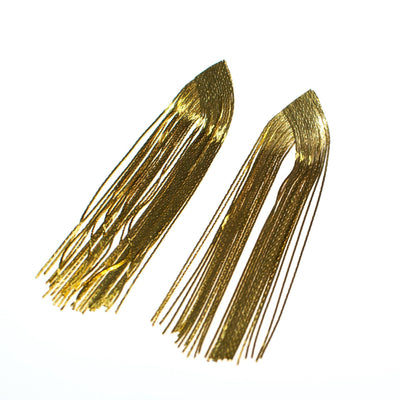 Vintage 1970s Gold Tone Waterfall Tassel Chandelier Dangle Statement Earrings, Posts by 1970s - Vintage Meet Modern Vintage Jewelry - Chicago, Illinois - #oldhollywoodglamour #vintagemeetmodern #designervintage #jewelrybox #antiquejewelry #vintagejewelry