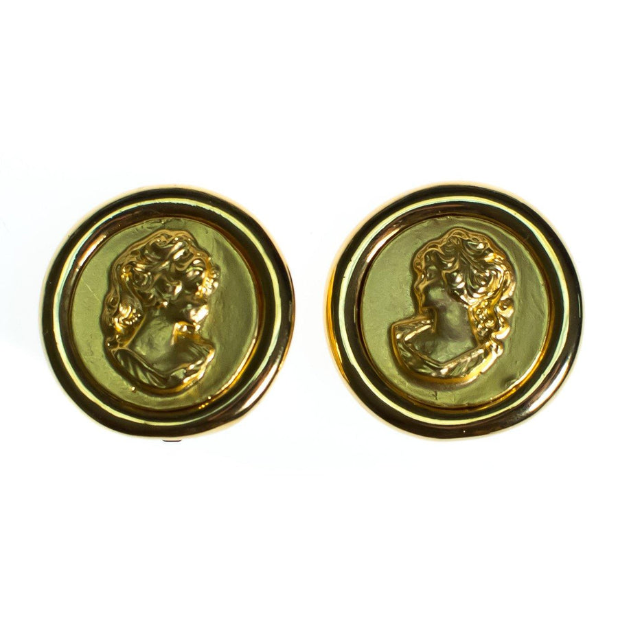 Vintage Gold Coin Earrings with Ladies Silhouette Earrings, Gold Tone, Clip-on by 1980s - Vintage Meet Modern Vintage Jewelry - Chicago, Illinois - #oldhollywoodglamour #vintagemeetmodern #designervintage #jewelrybox #antiquejewelry #vintagejewelry