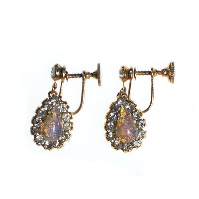 Vintage 1950s Opaline and Diamante Dangling Drop Earrings by 1950s - Vintage Meet Modern Vintage Jewelry - Chicago, Illinois - #oldhollywoodglamour #vintagemeetmodern #designervintage #jewelrybox #antiquejewelry #vintagejewelry