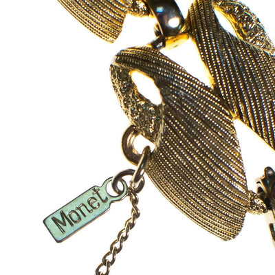 Vintage Monet Mid Century Modern Double Link Bracelet, Brushed Gold Tone, Safety Chain, Snap Lock Clasp by Monet - Vintage Meet Modern Vintage Jewelry - Chicago, Illinois - #oldhollywoodglamour #vintagemeetmodern #designervintage #jewelrybox #antiquejewelry #vintagejewelry