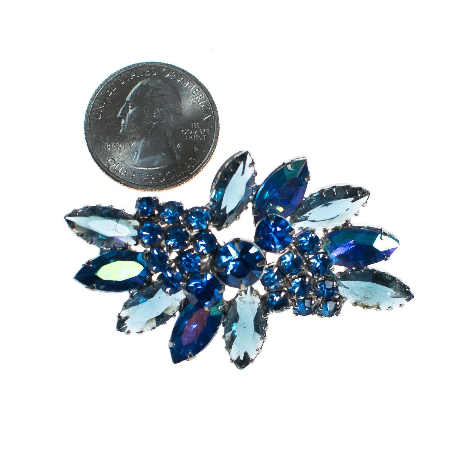 Vintage Sparkling Sapphire Blue Rhinestone Brooch by 1950s - Vintage Meet Modern Vintage Jewelry - Chicago, Illinois - #oldhollywoodglamour #vintagemeetmodern #designervintage #jewelrybox #antiquejewelry #vintagejewelry