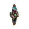 Vintage Mid Century Modern Speckled Rainbow Gemstone Statement Ring by 1950s - Vintage Meet Modern Vintage Jewelry - Chicago, Illinois - #oldhollywoodglamour #vintagemeetmodern #designervintage #jewelrybox #antiquejewelry #vintagejewelry