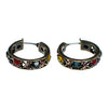 Vintage Hoop Earrings with Red, Green, Yellow, and Gold Rhinestones, Gold Tone Setting by 1980s - Vintage Meet Modern Vintage Jewelry - Chicago, Illinois - #oldhollywoodglamour #vintagemeetmodern #designervintage #jewelrybox #antiquejewelry #vintagejewelry
