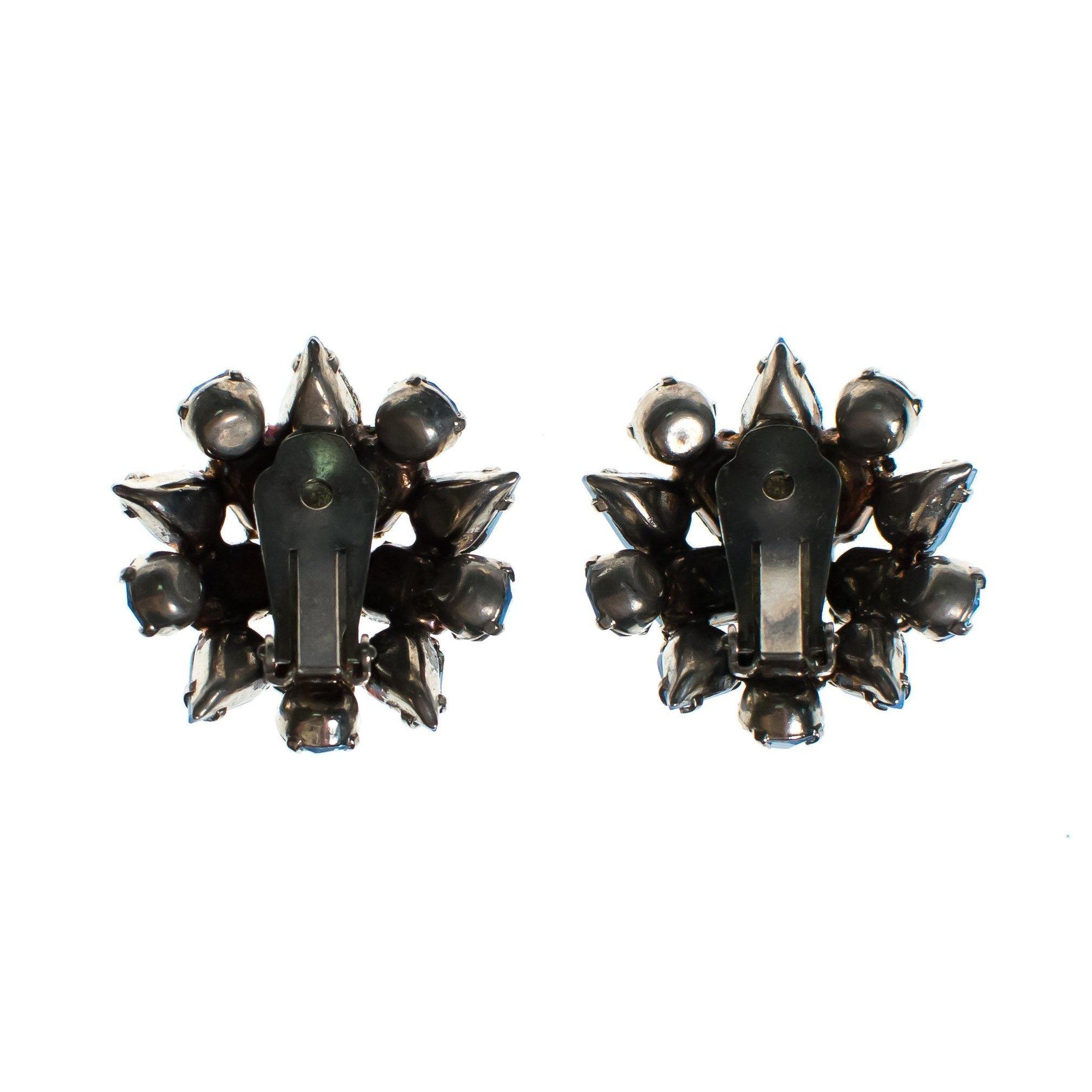 Vintage Frosted Light Blue Rhinestone Cluster Style Statement Earrings by 1950s - Vintage Meet Modern Vintage Jewelry - Chicago, Illinois - #oldhollywoodglamour #vintagemeetmodern #designervintage #jewelrybox #antiquejewelry #vintagejewelry