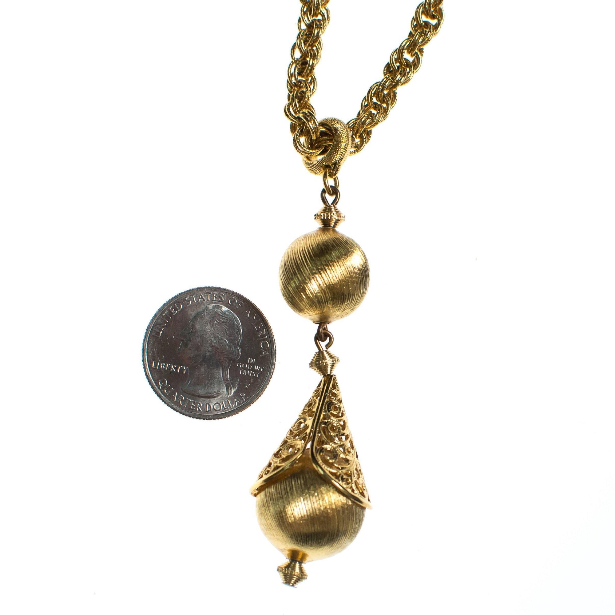 Vintage Monet Gold Bolero Necklace, Pendant, Gold Tone Setting, Spring Ring Clasp by Monet - Vintage Meet Modern Vintage Jewelry - Chicago, Illinois - #oldhollywoodglamour #vintagemeetmodern #designervintage #jewelrybox #antiquejewelry #vintagejewelry