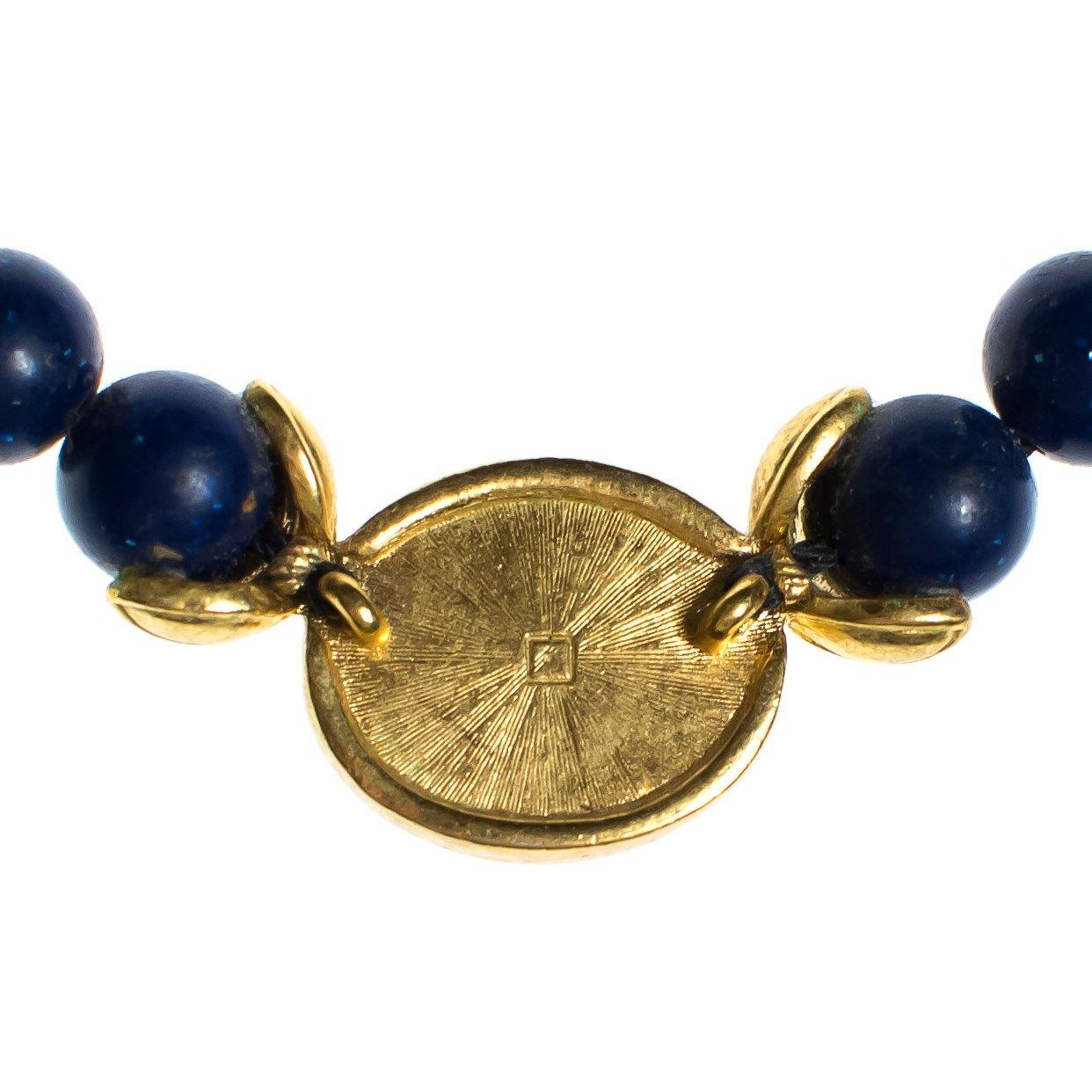 Vintage Lapis Bead and Emerald Lucite Beaded Statement Necklace by 1980s - Vintage Meet Modern Vintage Jewelry - Chicago, Illinois - #oldhollywoodglamour #vintagemeetmodern #designervintage #jewelrybox #antiquejewelry #vintagejewelry