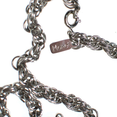 Vintage Monet Silver Bolero Necklace, Pendant, Silver Tone Setting, Spring Ring Clasp by Monet - Vintage Meet Modern Vintage Jewelry - Chicago, Illinois - #oldhollywoodglamour #vintagemeetmodern #designervintage #jewelrybox #antiquejewelry #vintagejewelry