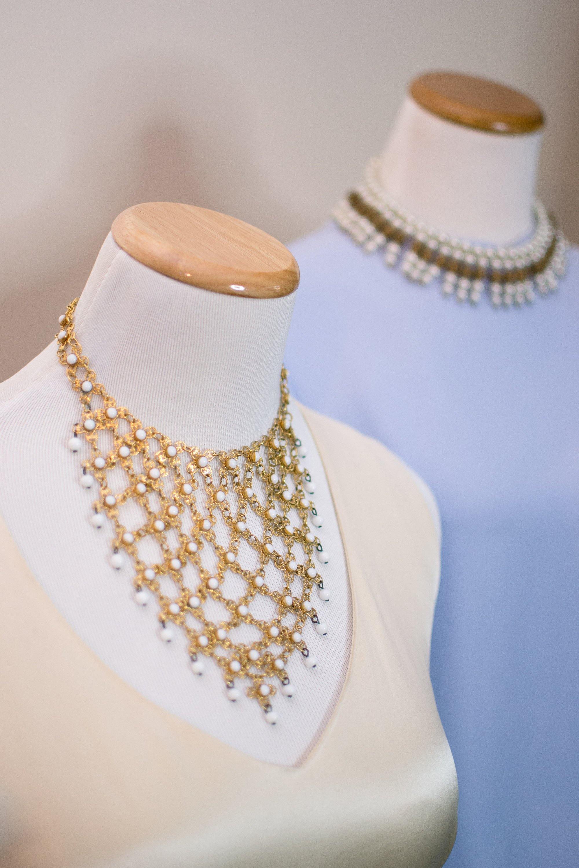 Vintage Huge Gold Filigree and White Milk Glass Bead Bib Statement Necklace by 1960s - Vintage Meet Modern Vintage Jewelry - Chicago, Illinois - #oldhollywoodglamour #vintagemeetmodern #designervintage #jewelrybox #antiquejewelry #vintagejewelry