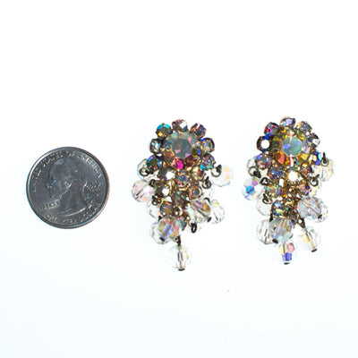 Vintage Juliana Aurora Borealis Crystal Beaded Statement Earrings, Clip On by Juliana - Vintage Meet Modern Vintage Jewelry - Chicago, Illinois - #oldhollywoodglamour #vintagemeetmodern #designervintage #jewelrybox #antiquejewelry #vintagejewelry