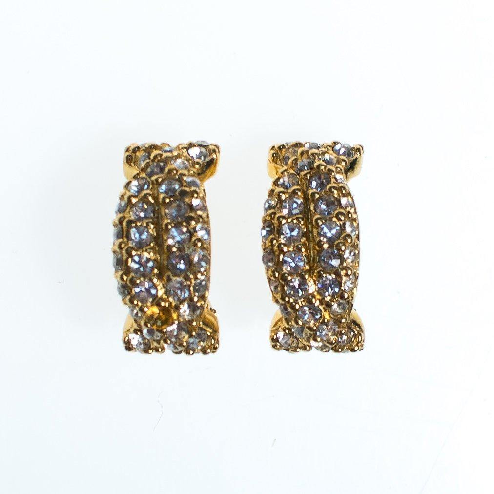 Vintage Swarovski Crystal Rhinestone Earrings, Gold Tone Setting, Clip-on by Swarovski - Vintage Meet Modern Vintage Jewelry - Chicago, Illinois - #oldhollywoodglamour #vintagemeetmodern #designervintage #jewelrybox #antiquejewelry #vintagejewelry
