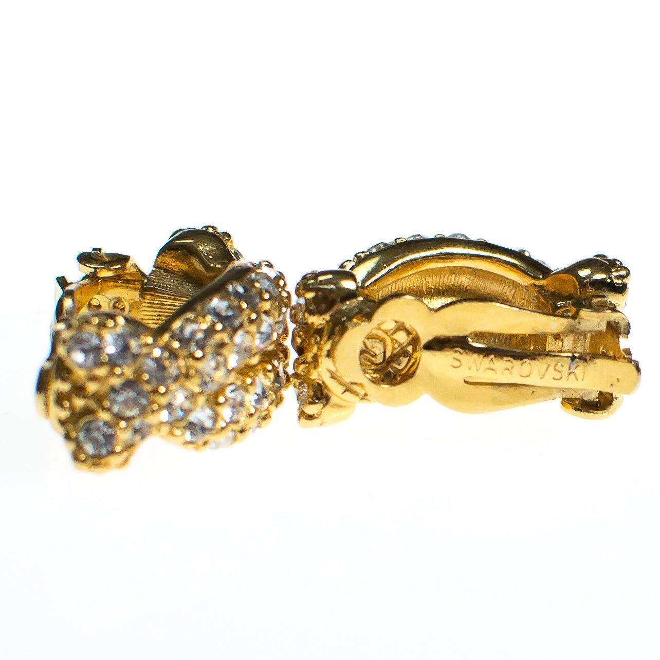 Vintage Swarovski Crystal Rhinestone Earrings, Gold Tone Setting, Clip-on by Swarovski - Vintage Meet Modern Vintage Jewelry - Chicago, Illinois - #oldhollywoodglamour #vintagemeetmodern #designervintage #jewelrybox #antiquejewelry #vintagejewelry