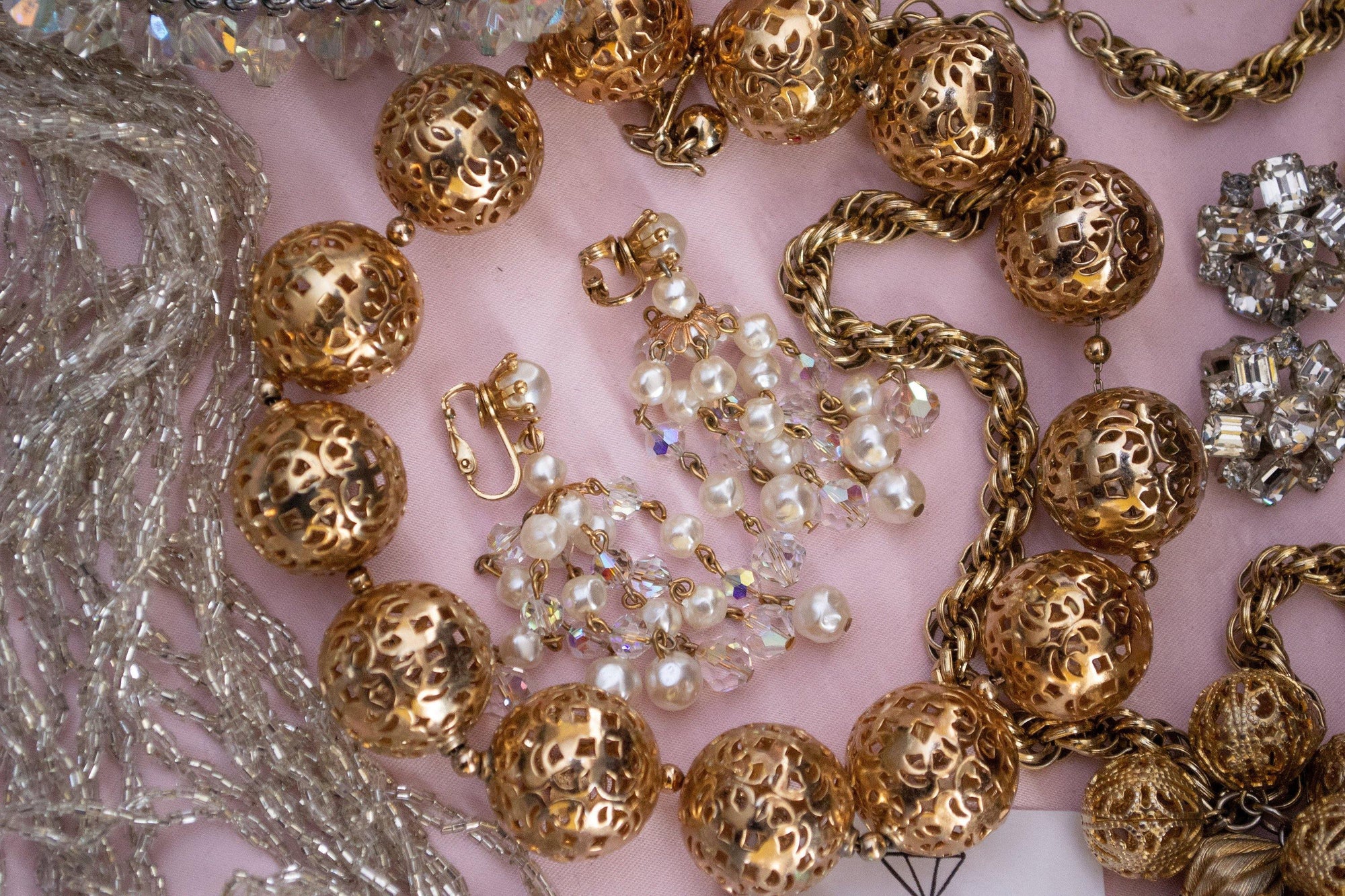 Vintage Napier Chunky Filigree Bead Necklace by Napier - Vintage Meet Modern Vintage Jewelry - Chicago, Illinois - #oldhollywoodglamour #vintagemeetmodern #designervintage #jewelrybox #antiquejewelry #vintagejewelry