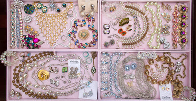 Vintage Pearl and Aurora Borealis Crystal Earrings by Mid Century Modern - Vintage Meet Modern Vintage Jewelry - Chicago, Illinois - #oldhollywoodglamour #vintagemeetmodern #designervintage #jewelrybox #antiquejewelry #vintagejewelry