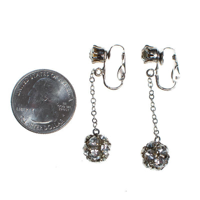 Vintage Crystal Ball Statement Earrings, Diamante Crystals, Clip-on Dangle Earrings by Art Deco - Vintage Meet Modern Vintage Jewelry - Chicago, Illinois - #oldhollywoodglamour #vintagemeetmodern #designervintage #jewelrybox #antiquejewelry #vintagejewelry