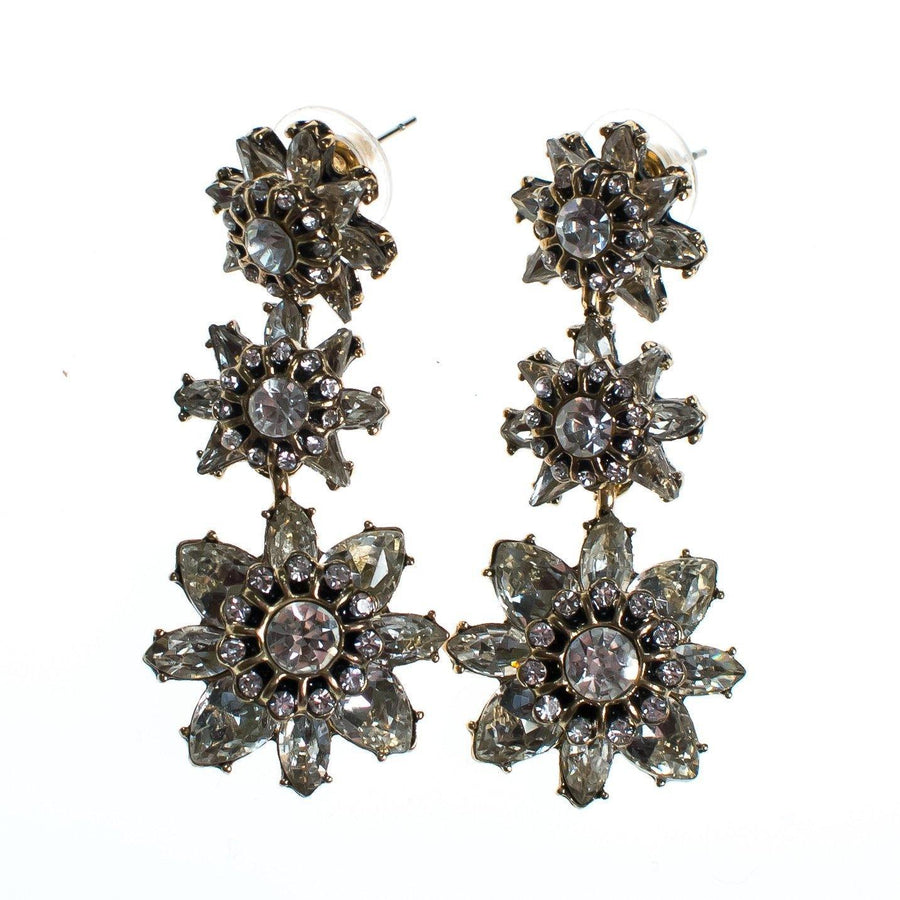 Vintage Crystal Flower Dangle Earrings, Diamante Crystals, Posts by Crystal - Vintage Meet Modern Vintage Jewelry - Chicago, Illinois - #oldhollywoodglamour #vintagemeetmodern #designervintage #jewelrybox #antiquejewelry #vintagejewelry