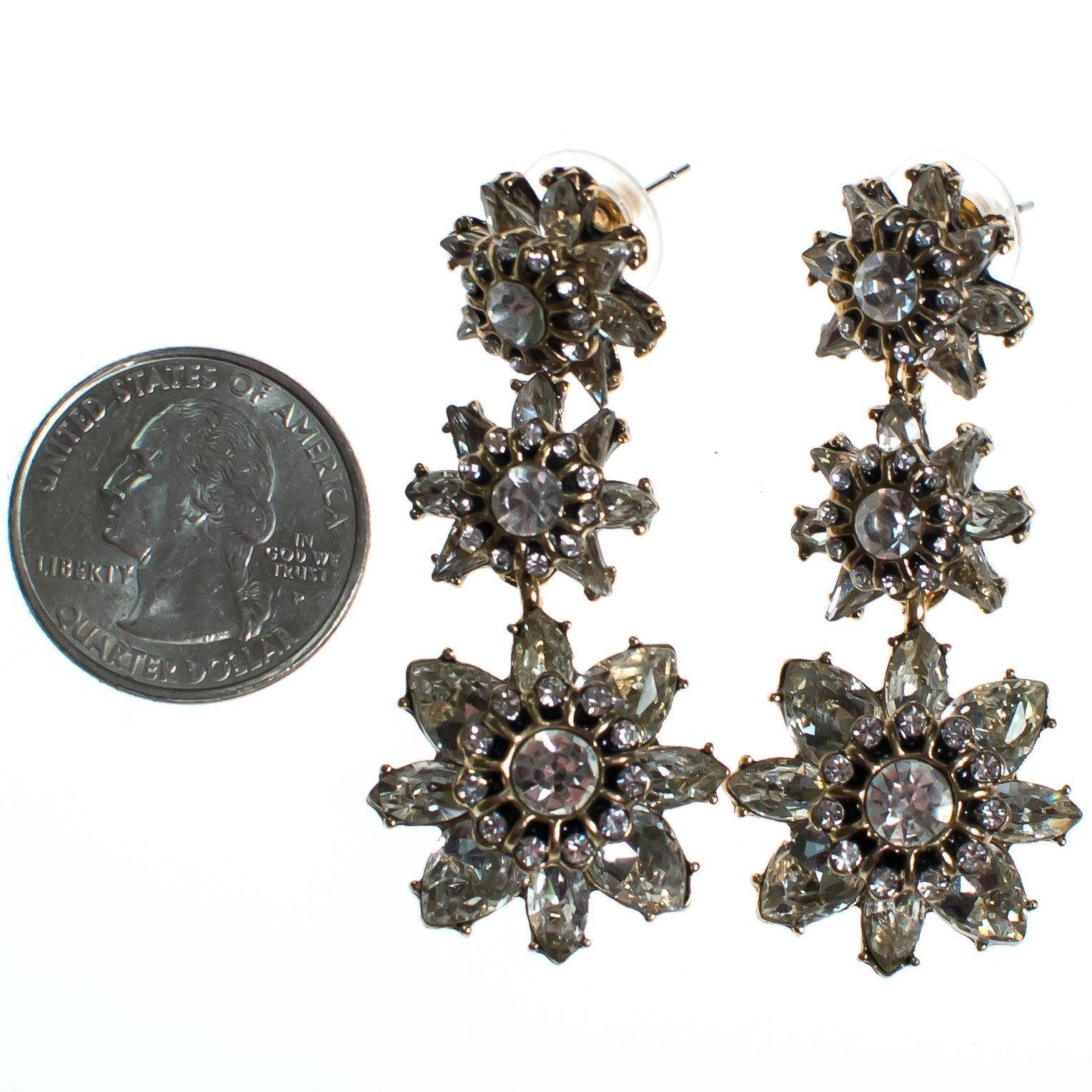 Vintage Crystal Flower Dangle Earrings, Diamante Crystals, Posts by Crystal - Vintage Meet Modern Vintage Jewelry - Chicago, Illinois - #oldhollywoodglamour #vintagemeetmodern #designervintage #jewelrybox #antiquejewelry #vintagejewelry