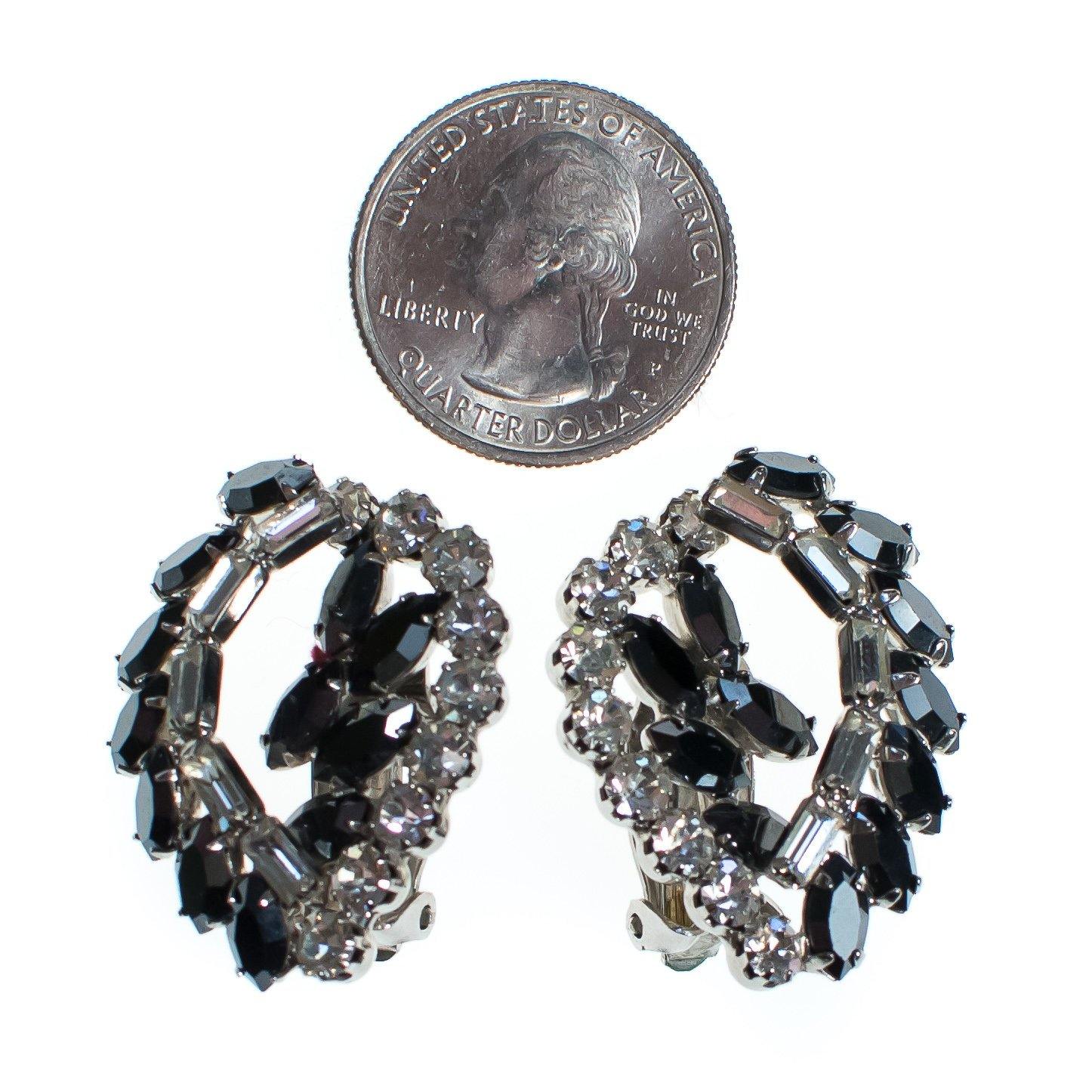Vintage Juliana Hematite and Diamante Rhinestone Statement Earrings, Clip On by Juliana - Vintage Meet Modern Vintage Jewelry - Chicago, Illinois - #oldhollywoodglamour #vintagemeetmodern #designervintage #jewelrybox #antiquejewelry #vintagejewelry