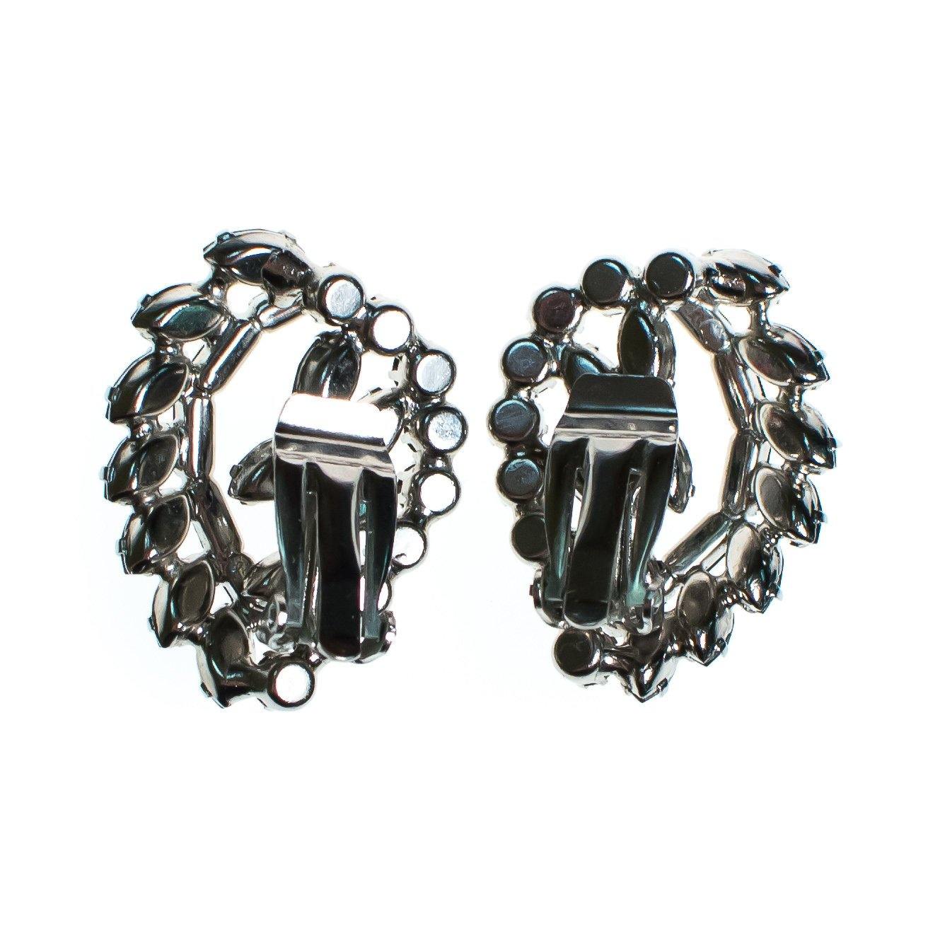 Vintage Juliana Hematite and Diamante Rhinestone Statement Earrings, Clip On by Juliana - Vintage Meet Modern Vintage Jewelry - Chicago, Illinois - #oldhollywoodglamour #vintagemeetmodern #designervintage #jewelrybox #antiquejewelry #vintagejewelry