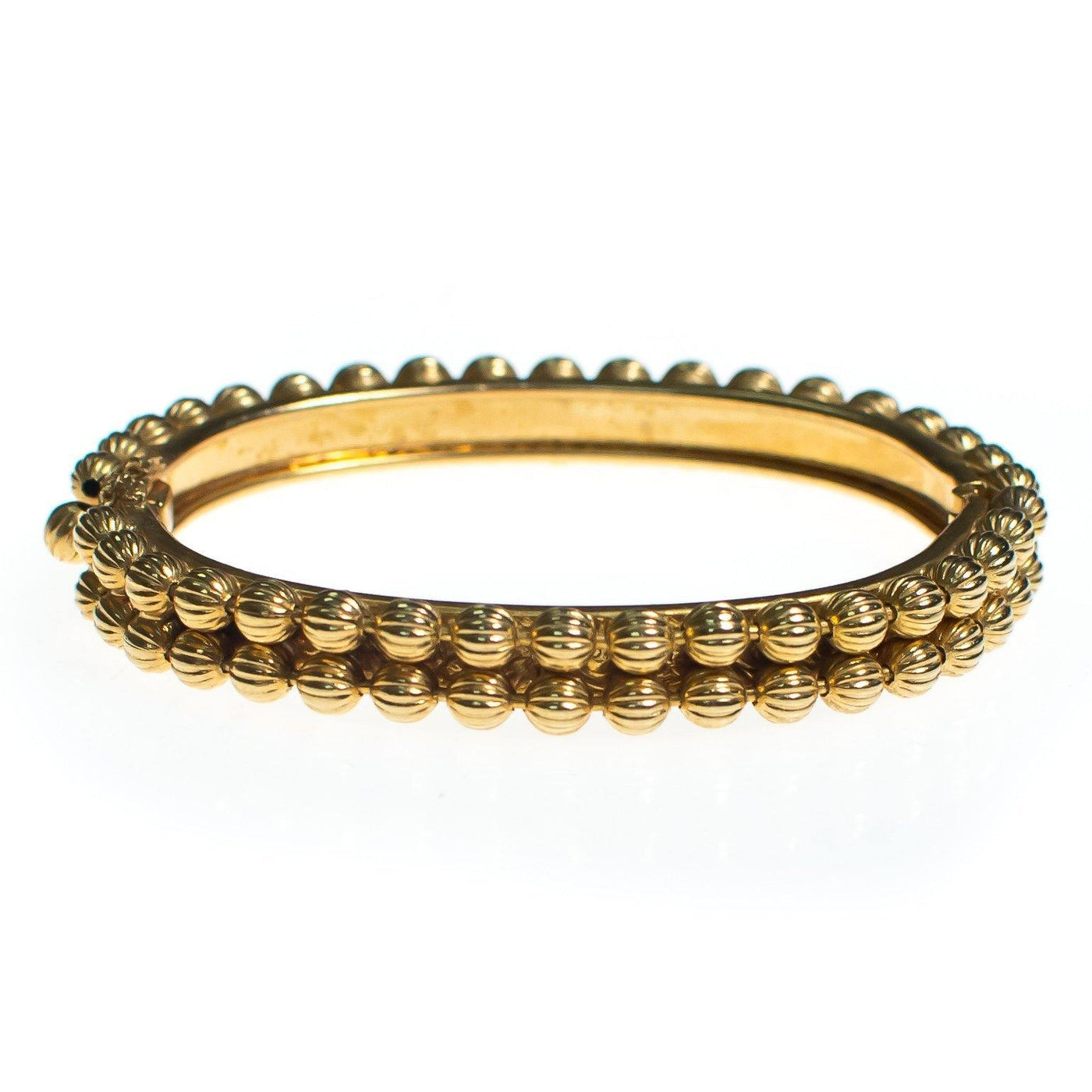 Vintage Gold Bead Hinged Bangle Bracelet