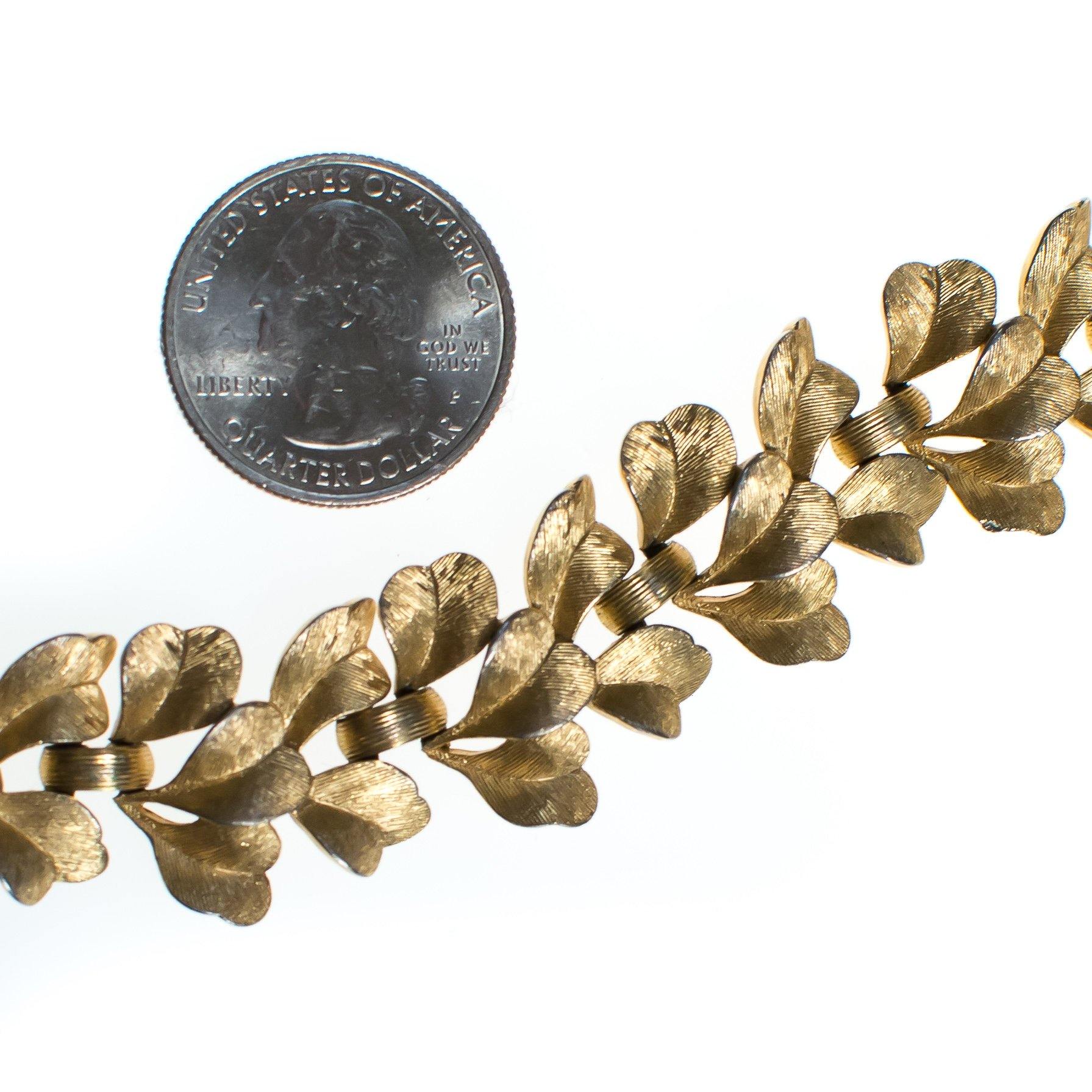 Vintage Crown Trifari Mid Century Modern Gold Leaves Bracelet by Crown Trifari - Vintage Meet Modern Vintage Jewelry - Chicago, Illinois - #oldhollywoodglamour #vintagemeetmodern #designervintage #jewelrybox #antiquejewelry #vintagejewelry