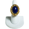Vintage Chunky Gold Lapis Glass and Gold Locket Statement Ring by Mid Century Modern - Vintage Meet Modern Vintage Jewelry - Chicago, Illinois - #oldhollywoodglamour #vintagemeetmodern #designervintage #jewelrybox #antiquejewelry #vintagejewelry