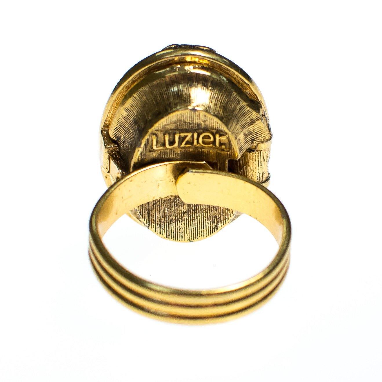 Vintage Gold Fleur de lis Design with Pearl Statement Locket Ring, Adjustable Ring by Mid Century Modern - Vintage Meet Modern Vintage Jewelry - Chicago, Illinois - #oldhollywoodglamour #vintagemeetmodern #designervintage #jewelrybox #antiquejewelry #vintagejewelry