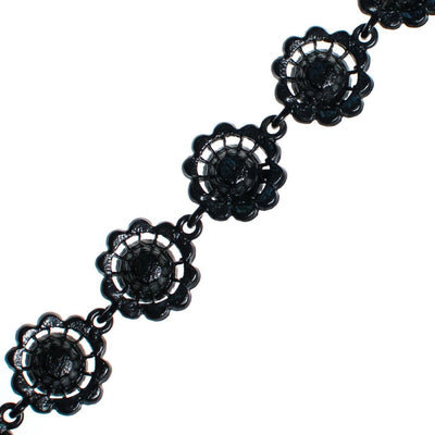 Vintage Sparkling Diamante Rhinestone Bracelet in Black Enamel Cupcake Setting by 1950s - Vintage Meet Modern Vintage Jewelry - Chicago, Illinois - #oldhollywoodglamour #vintagemeetmodern #designervintage #jewelrybox #antiquejewelry #vintagejewelry