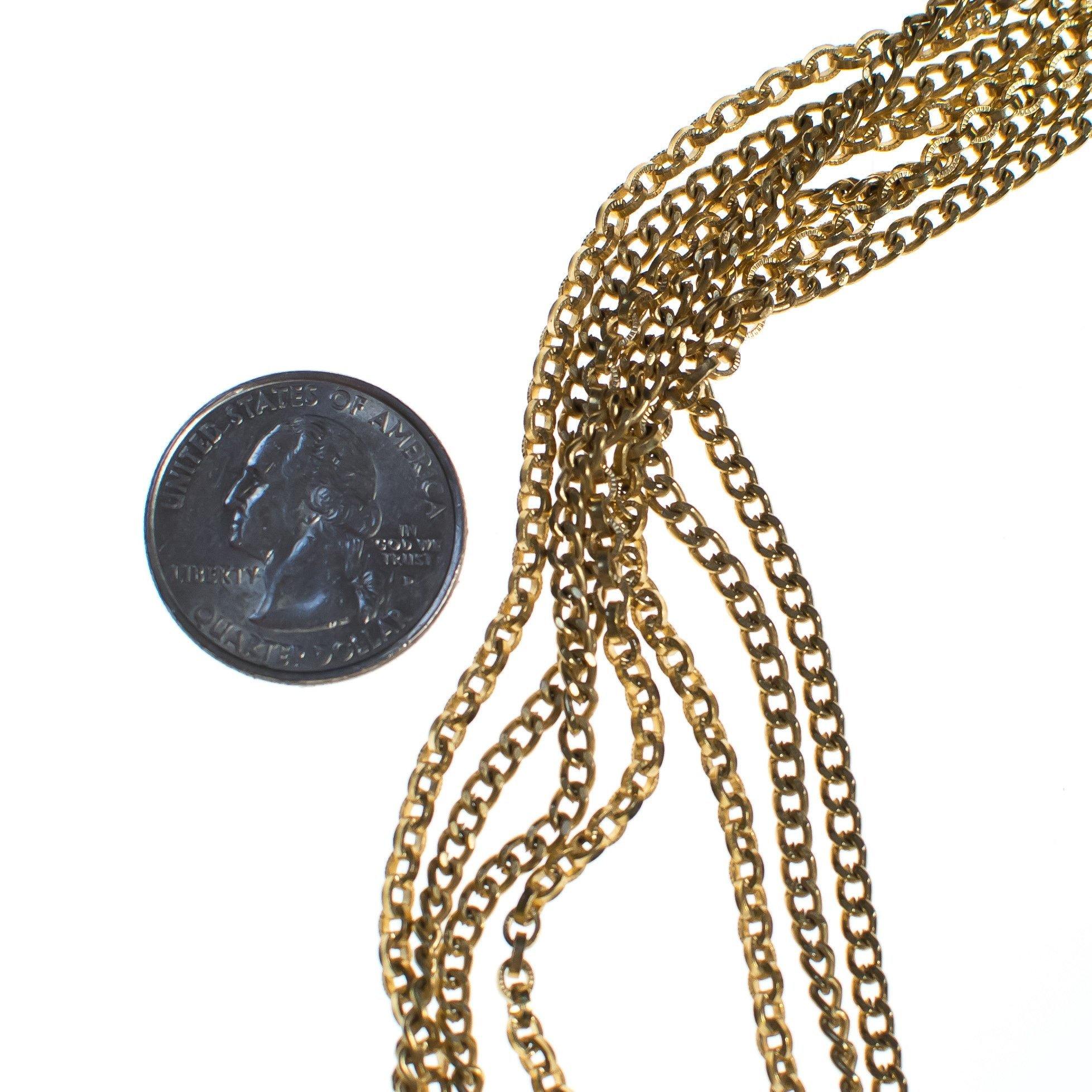 Vintage Crown Trifari Multi-strand Chain Necklace, Gold Tone, Snap Lock Clasp by Trifari - Vintage Meet Modern Vintage Jewelry - Chicago, Illinois - #oldhollywoodglamour #vintagemeetmodern #designervintage #jewelrybox #antiquejewelry #vintagejewelry