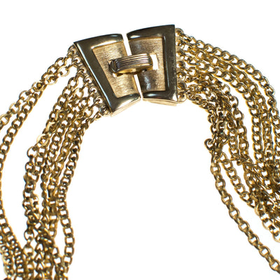 Vintage Crown Trifari Multi-strand Chain Necklace, Gold Tone, Snap Lock Clasp by Trifari - Vintage Meet Modern Vintage Jewelry - Chicago, Illinois - #oldhollywoodglamour #vintagemeetmodern #designervintage #jewelrybox #antiquejewelry #vintagejewelry