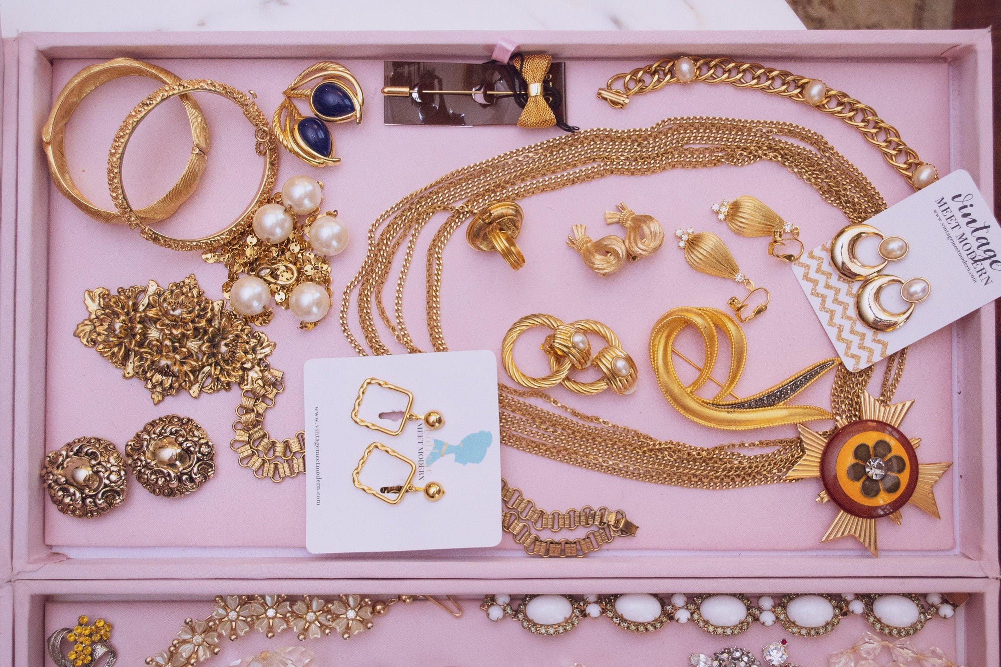 Vintage Crown Trifari Multi-strand Chain Necklace, Gold Tone, Snap Lock Clasp by Trifari - Vintage Meet Modern Vintage Jewelry - Chicago, Illinois - #oldhollywoodglamour #vintagemeetmodern #designervintage #jewelrybox #antiquejewelry #vintagejewelry