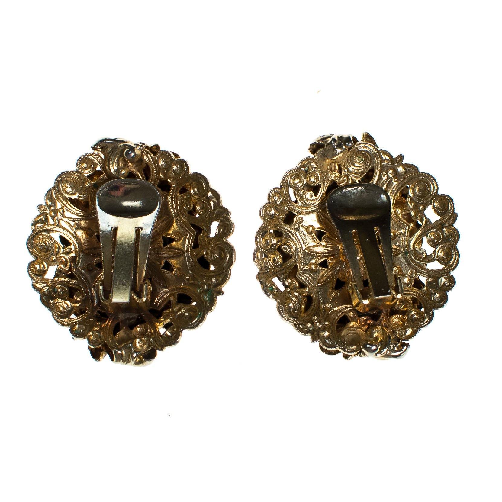 Vintage 1940s Gold Repousse Statement Earrings by 1940s - Vintage Meet Modern Vintage Jewelry - Chicago, Illinois - #oldhollywoodglamour #vintagemeetmodern #designervintage #jewelrybox #antiquejewelry #vintagejewelry